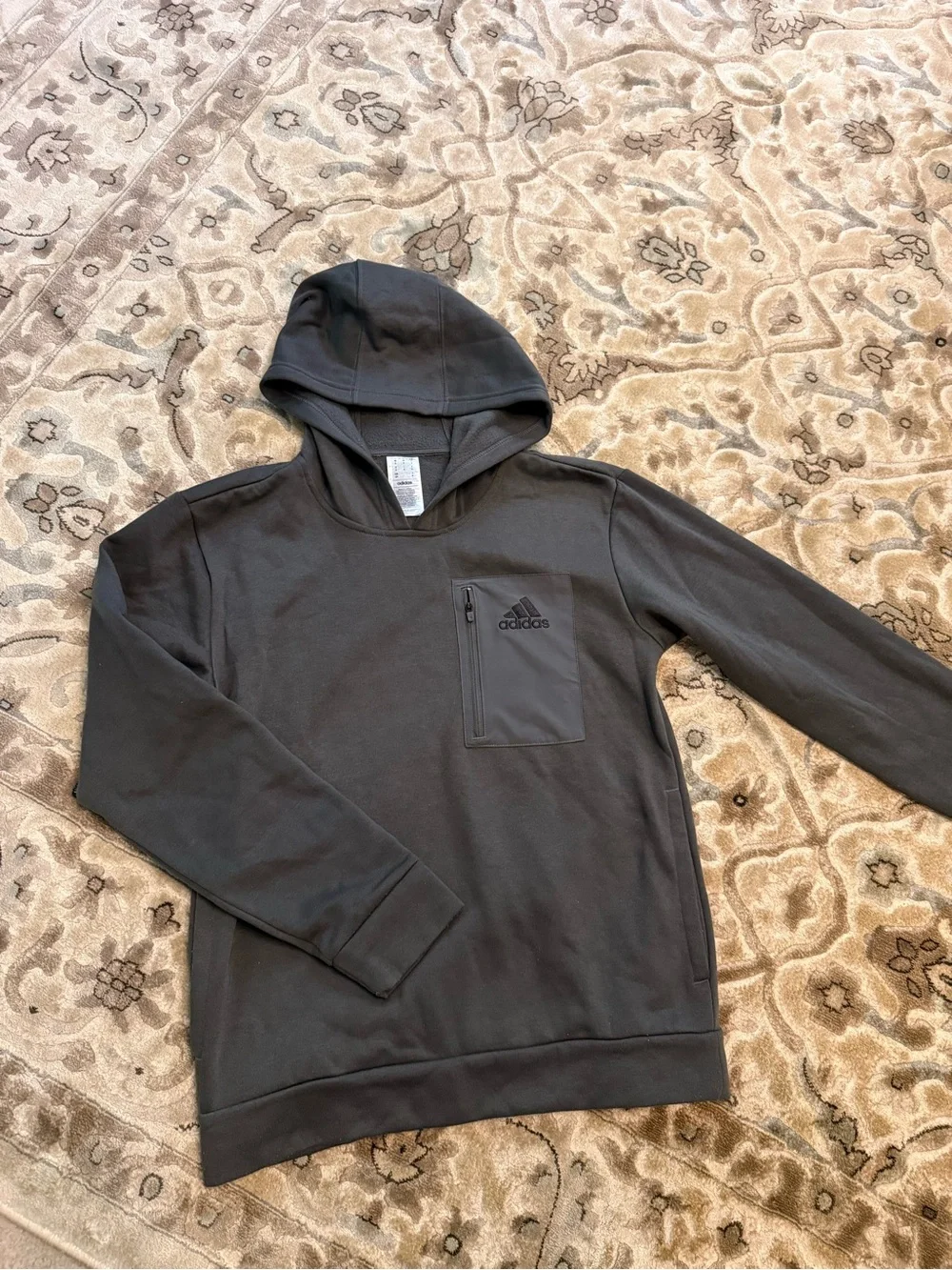 Adidas Men's Gray Hoodie with Chest Zip Pocket